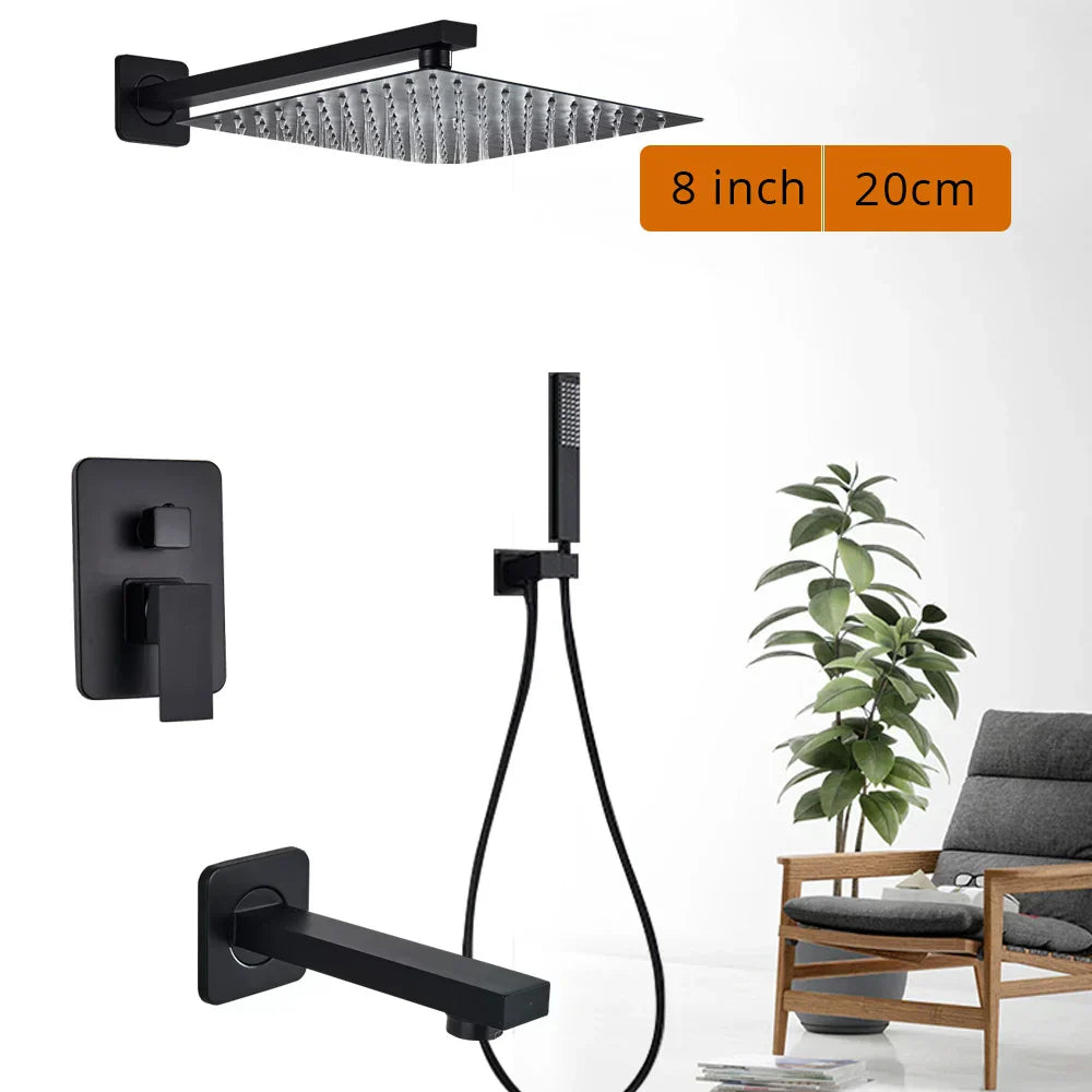 DecorBites™ Black Shower Set with Handshower and Rotate Bath Spout