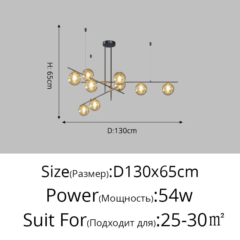 DecorBites™ Glass Ball Chandelier Ceiling Lights for Home Decor - Modern LED Pendant Lamp