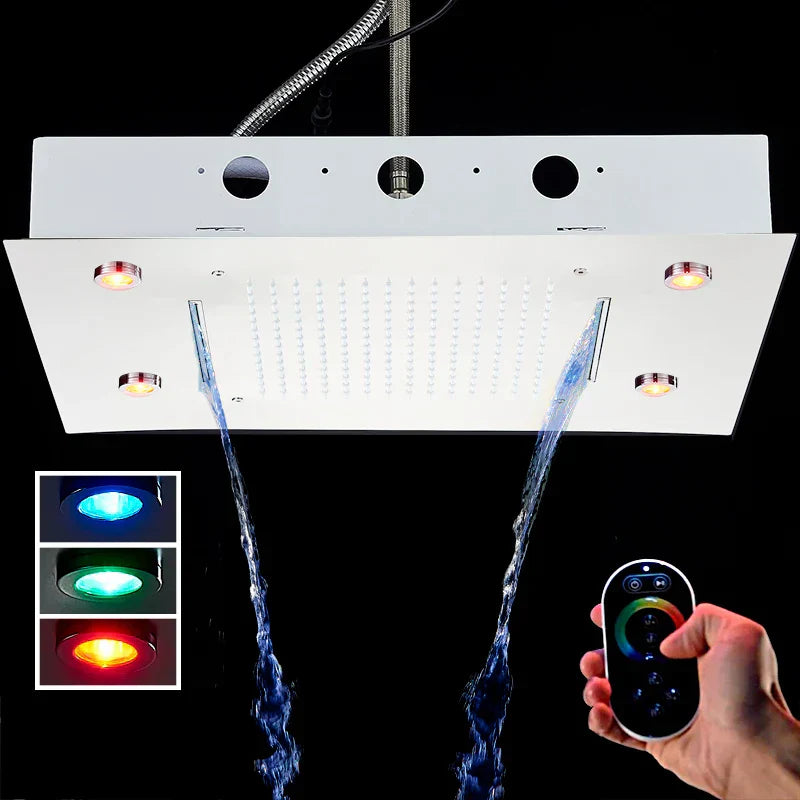 DecorBites™ LED Luxury Ceiling Embedded Shower Head Rainfall Colorful Bathroom Showers 304SUS