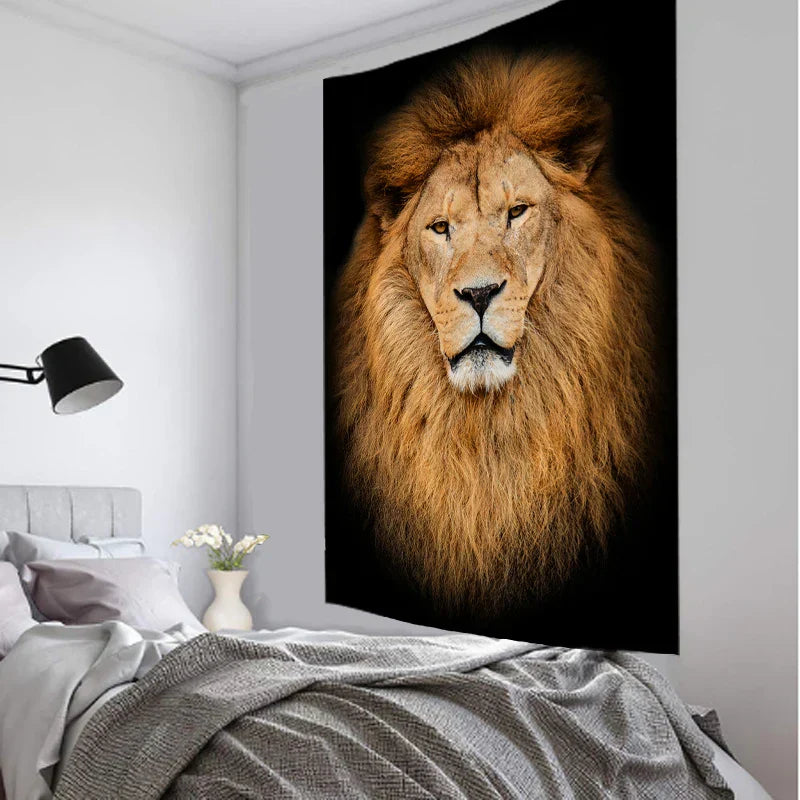 DecorBites™ Lion World Tapestry Hanging Cloth Home Decor Fabric Art Wall Hanging