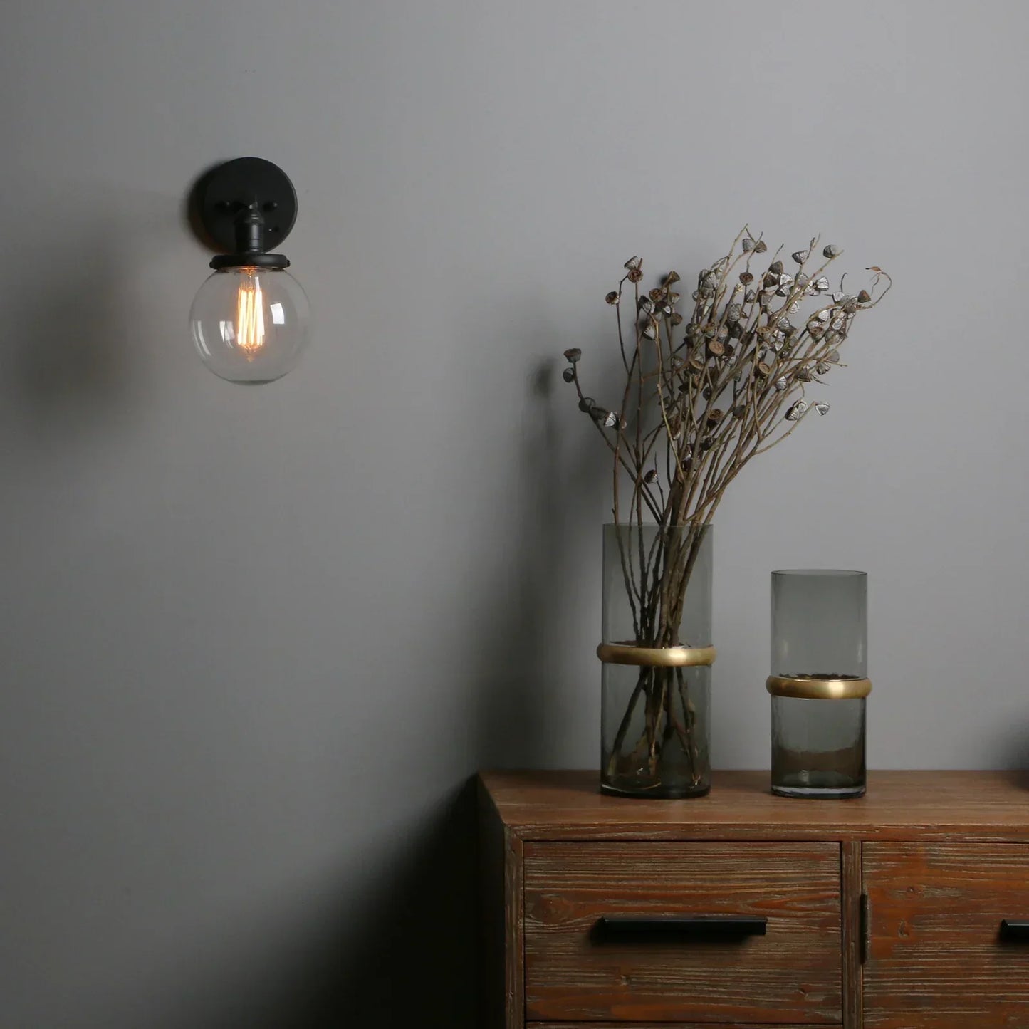 DecorBites™ Industrial Glass Canopy Wall Sconce Light for Kitchen Bathroom Corridor