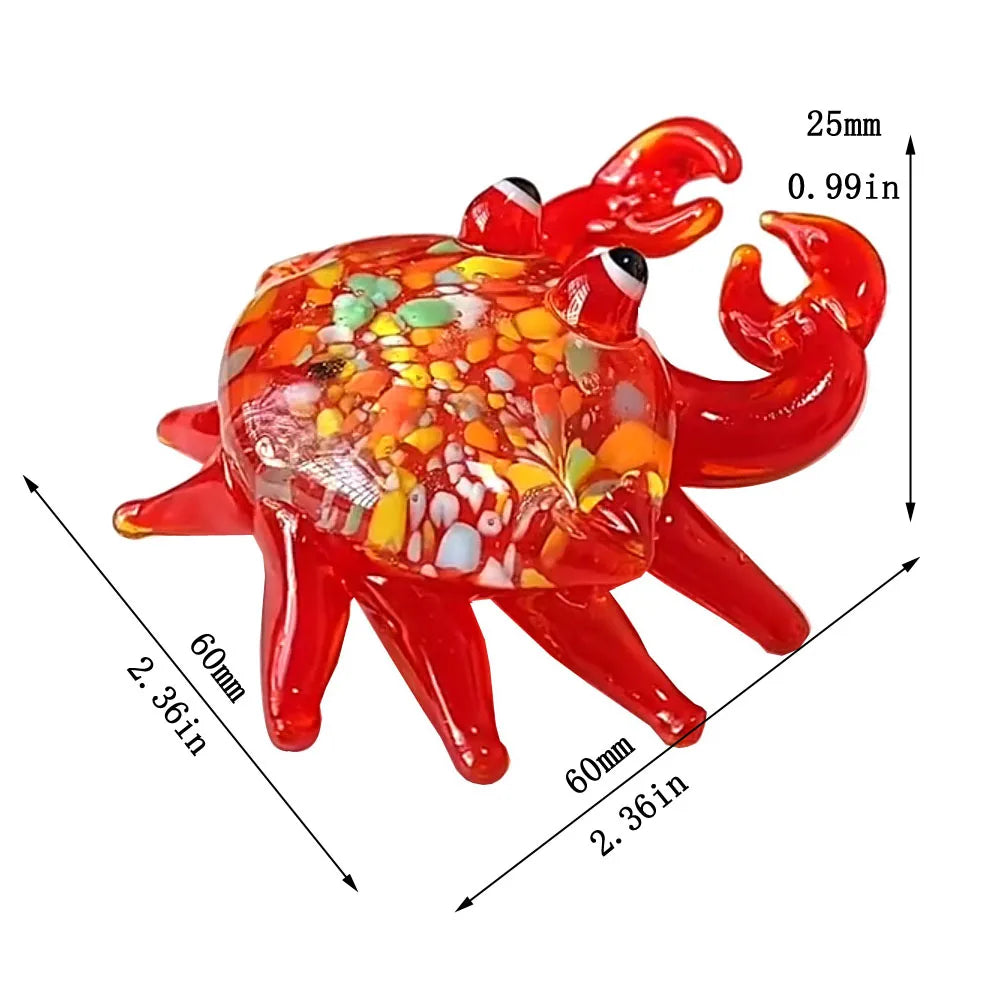 DecorBites™ Crab Glass Figurines: Handblown Art Animals Collectible Sculpture Ornaments