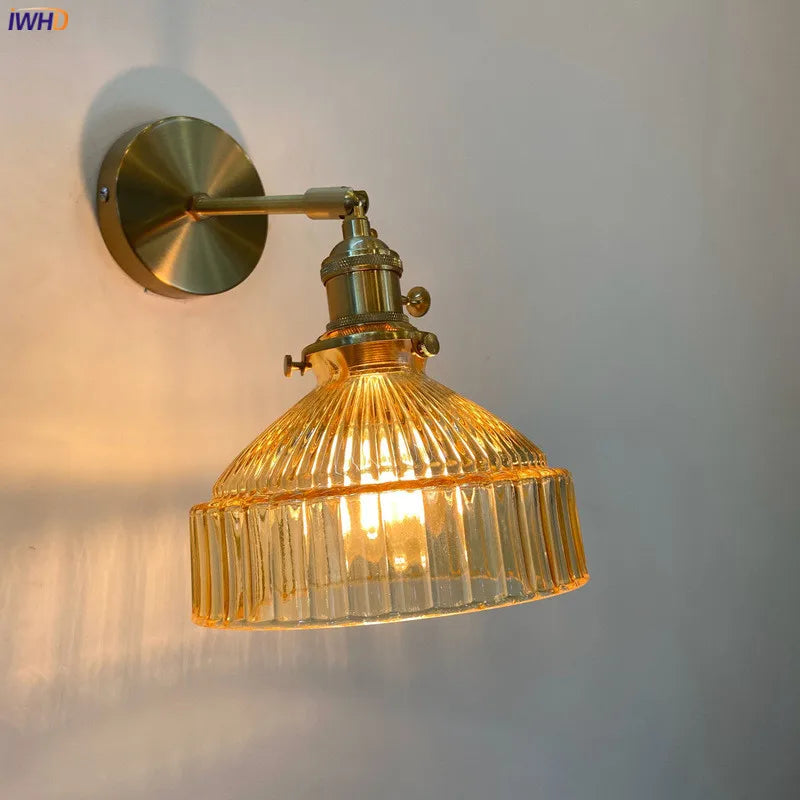 DecorBites™ Amber Glass LED Wall Light Fixtures On/Off Switch Nordic Modern Sconce