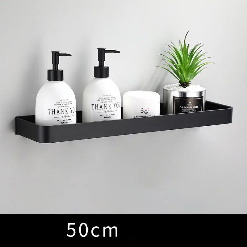DecorBites™ Black Corner Shelf with Towel Bar, Wall Mounted Aluminum Kitchen Storage Holder