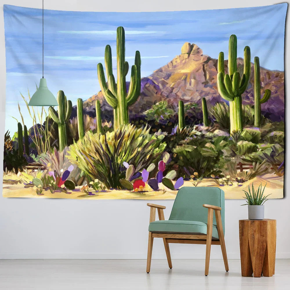 DecorBites™ Cactus Tropical Plant Tapestry Wall Hanging for Children's Room Hippie Cartoon Home Decor