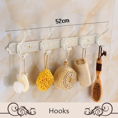 DecorBites™ Aluminum Bath Hardware Set: Shelf, Towel Rack, Paper Holder, Brush Holder, Hooks
