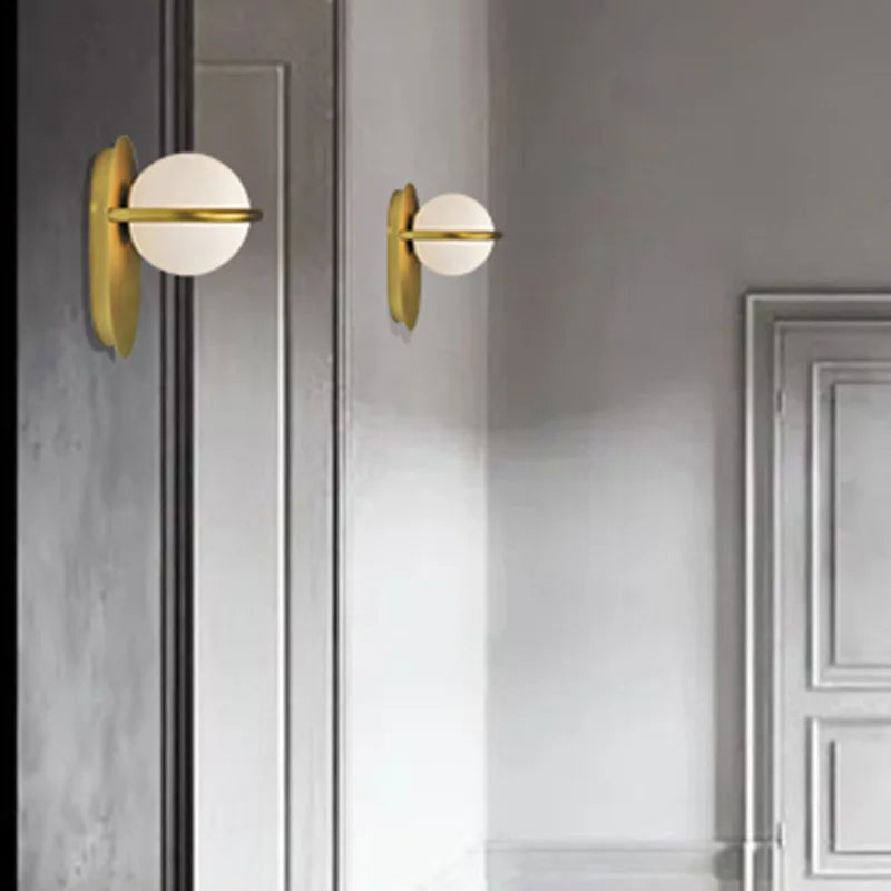 DecorBites™ Glass Ball Gold Wall Light Sconce | Modern Nordic Bedside Indoor Lamp