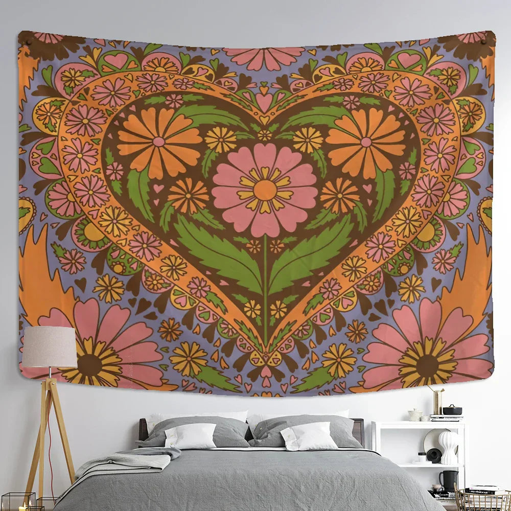 DecorBites™ Cat Paws Tapestry: Bohemian Witchcraft Tarot Card Psychedelic Hippie Girl Dorm Decor