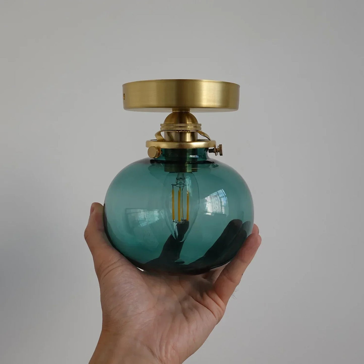 DecorBites™ Blue Glass Ball Wall Lights Pull Chain Switch LED Sconce for Home Bedroom