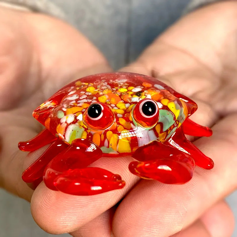 DecorBites™ Crab Glass Figurines: Handblown Art Animals Collectible Sculpture Ornaments