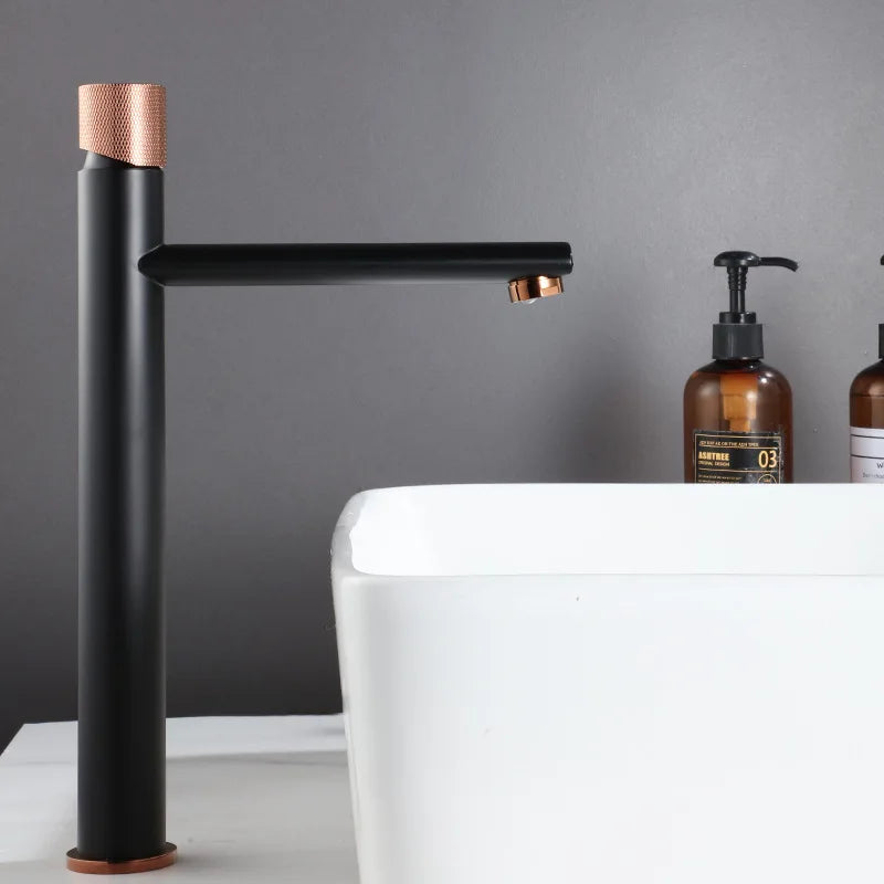 DecorBites™ Brushed Gold Brass Bathroom Basin Faucet - Deck Mounted Sink Tap