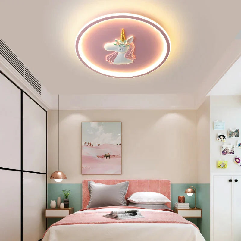 DecorBites™ Cartoon Kids Ceiling Lights Remote Control Chandelier 56W Blue Pink 220V