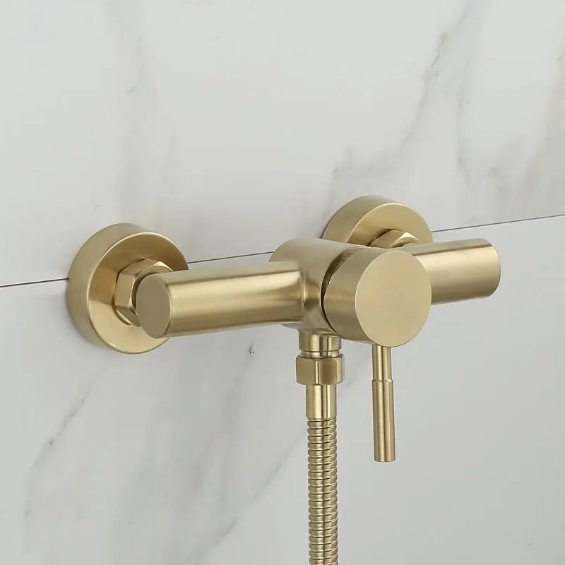 DecorBites™ Brushed Gold Wall Mounted Shower Faucet Set for Bathroom with Hot and Cold Mixer