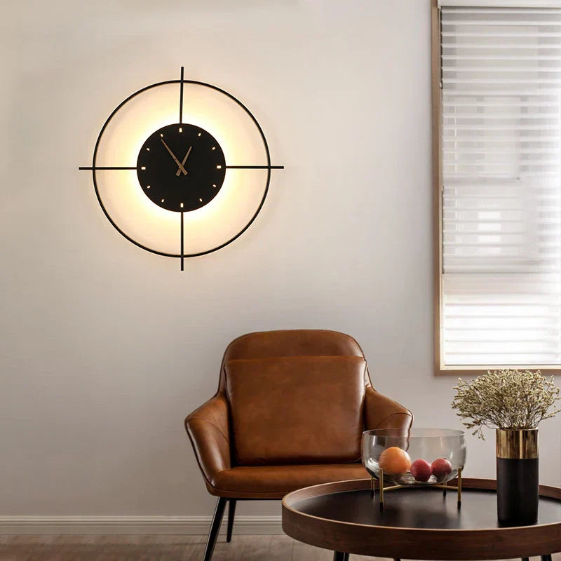 DecorBites™ Golden Clock LED Wall Lamp 11W for Home Living Room Bedroom Decor