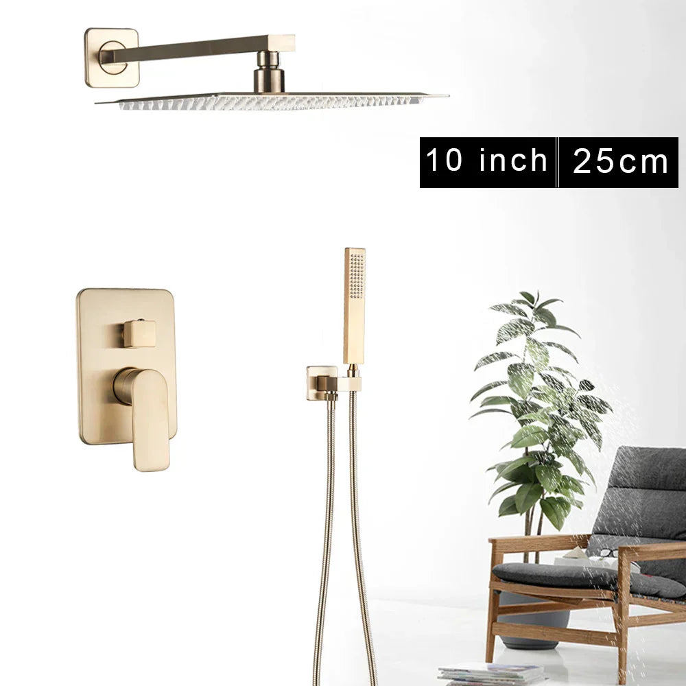 DecorBites™ 8" Rainfall Shower Faucet Set with Handshower, Single Handle Mixer Tap