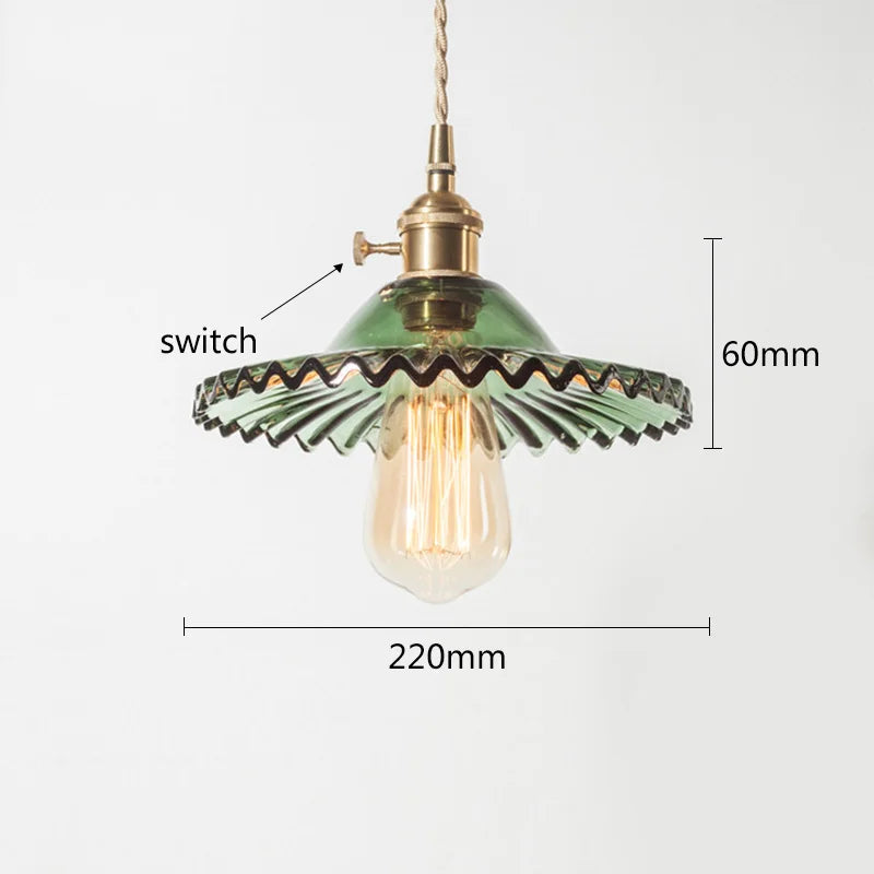 DecorBites™ Copper Base Glass Pendant Light with Switch, Braided Wire - Nordic Style for Home & Restaurant Décor