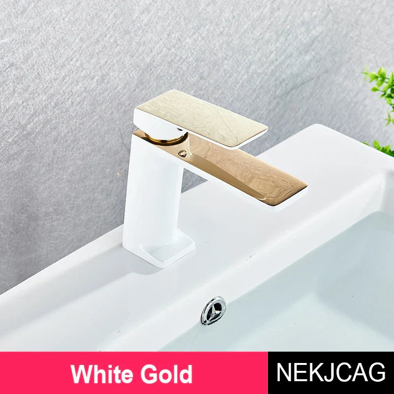 DecorBites™ Black Gold Basin Faucet: Stylish Deck Mounted Bathroom Sink Faucet with Gold Handle