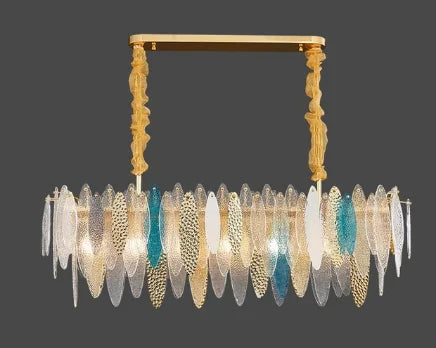 DecorBites™ LED Glass Metal Leaf Chandelier: Luxury Postmodern Lighting for Home Decor, Bedroom, Living Room