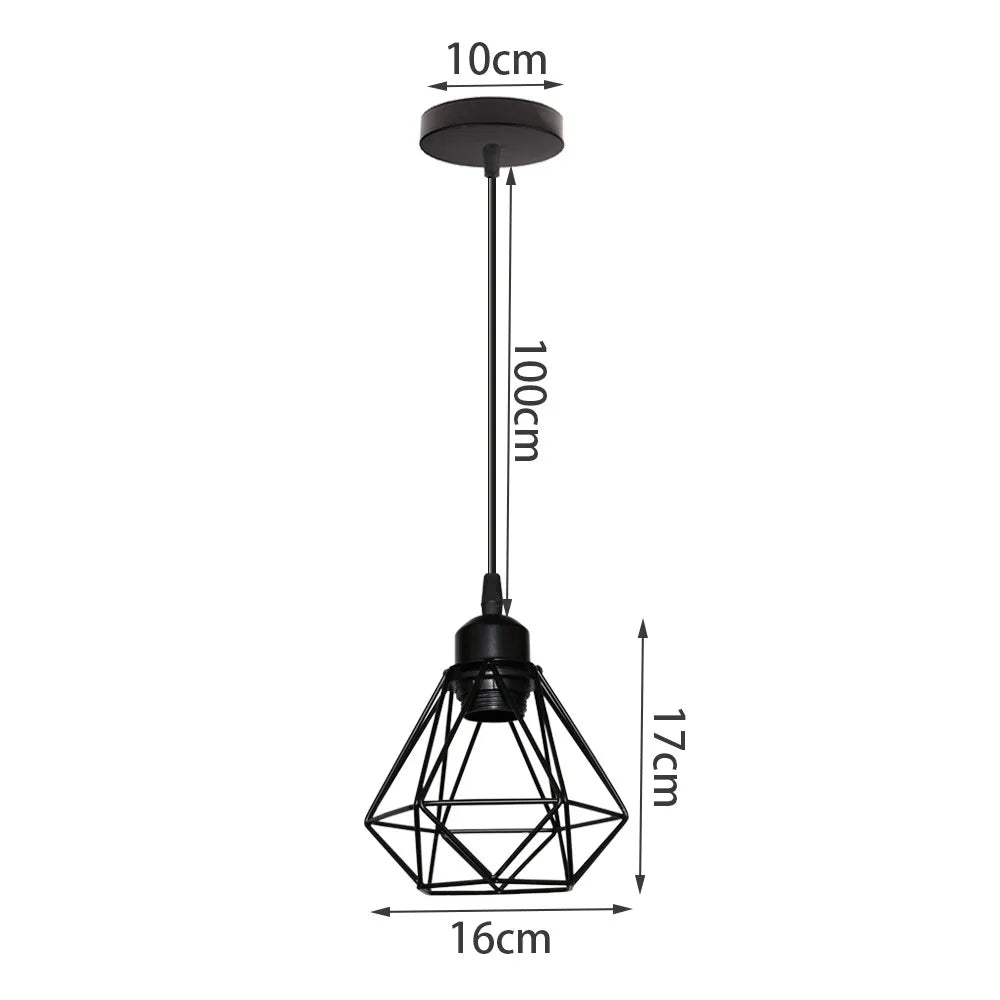 DecorBites™ Industrial Iron Cage Pyramid Pendant Lamp for Kitchen Bedroom Living Room