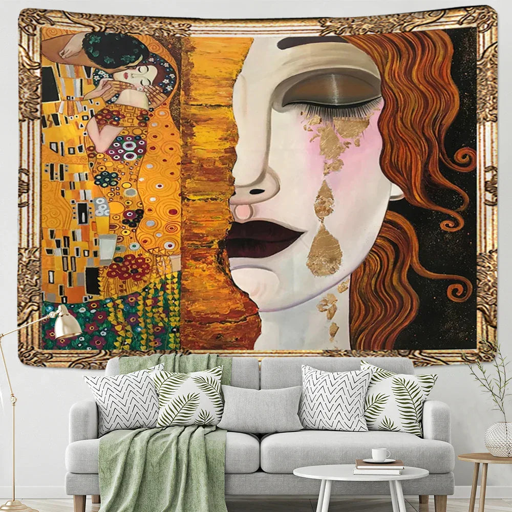 DecorBites™ Bohemian Thai Style Half Face Woman Tapestry Wall Hanging for Living Room Decor