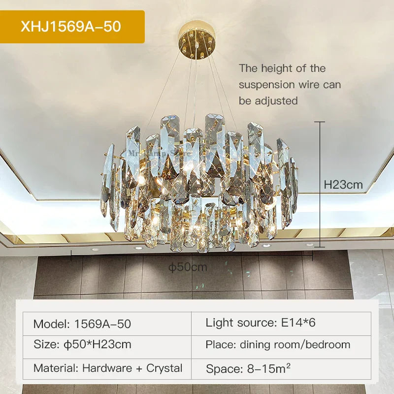 DecorBites™ Crystal LED Chandelier for Elegant Living Room, Dining, Bedroom, Kitchen