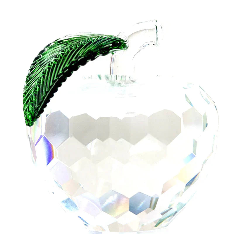 DecorBites™ 3D Crystal Yellow Apple Glass Paperweight Figurine Ornaments - Office Desktop Decoration