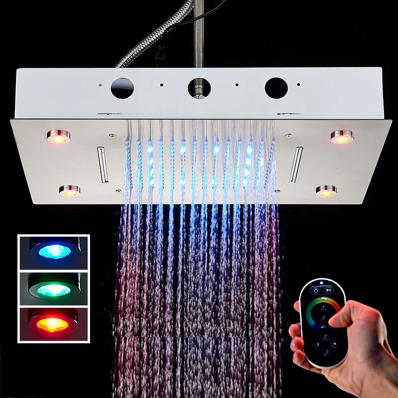 DecorBites™ LED Luxury Ceiling Embedded Shower Head Rainfall Colorful Bathroom Showers 304SUS