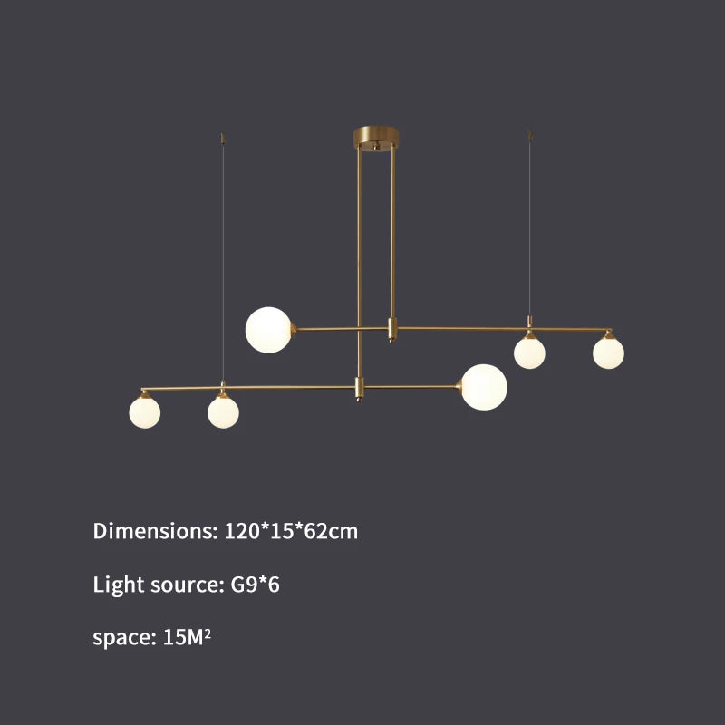 DecorBites™ Gold Copper Glass Ball Chandelier Pendant for Dining Room & Kitchen