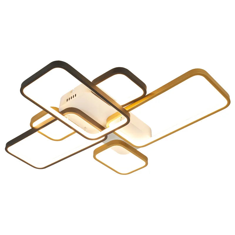 DecorBites™ Black+Gold Modern LED Chandelier for Living Room Dimmable Nordic Minimalism Lighting