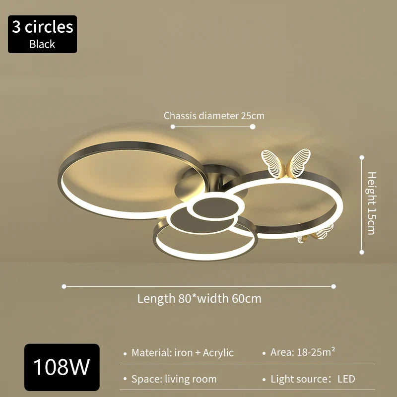 DecorBites™ Butterfly Light: Modern Round Ceiling Lamp for Light Luxury Living Room, 2024 New Model