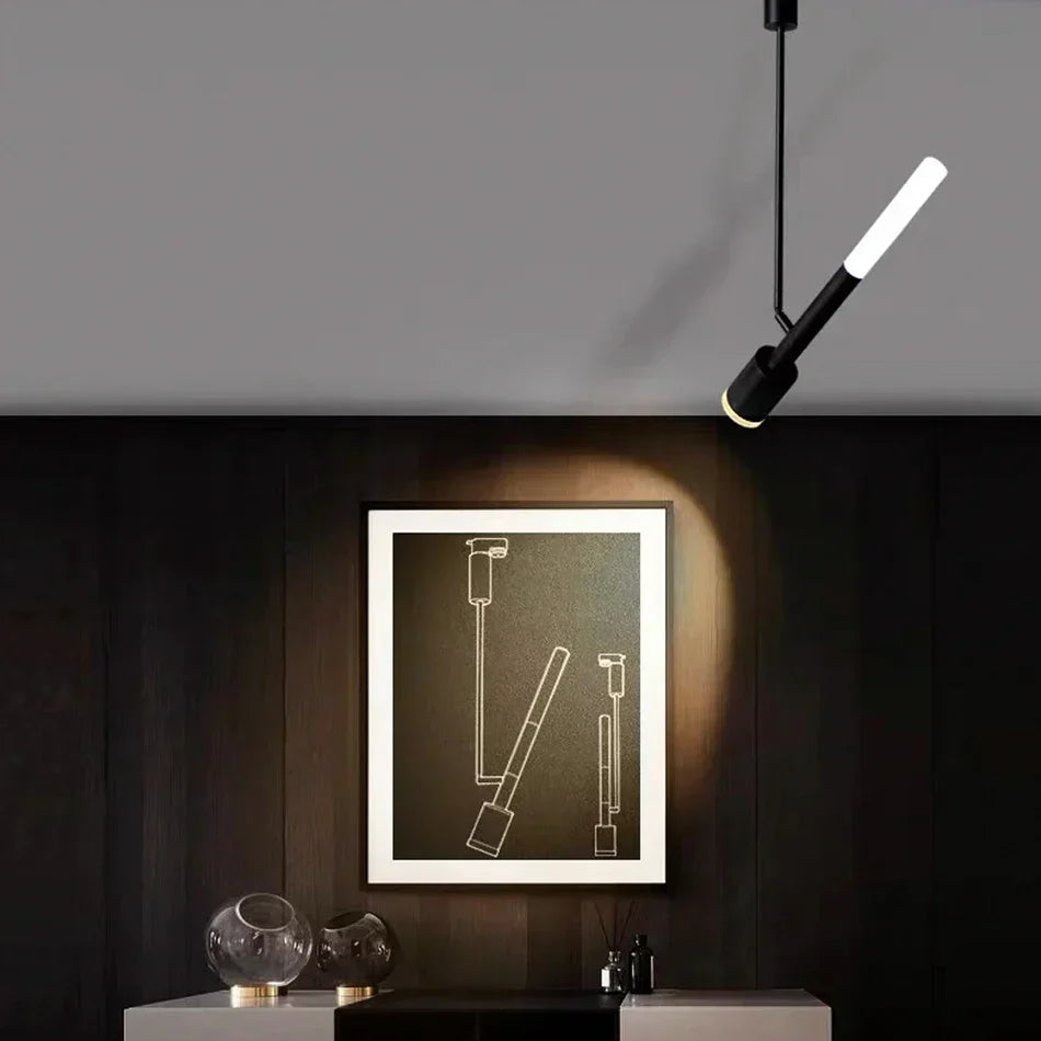 DecorBites™ 8W COB Pendant Spotlight for Bedroom, Living Room, Restaurant - Black/White Aluminum