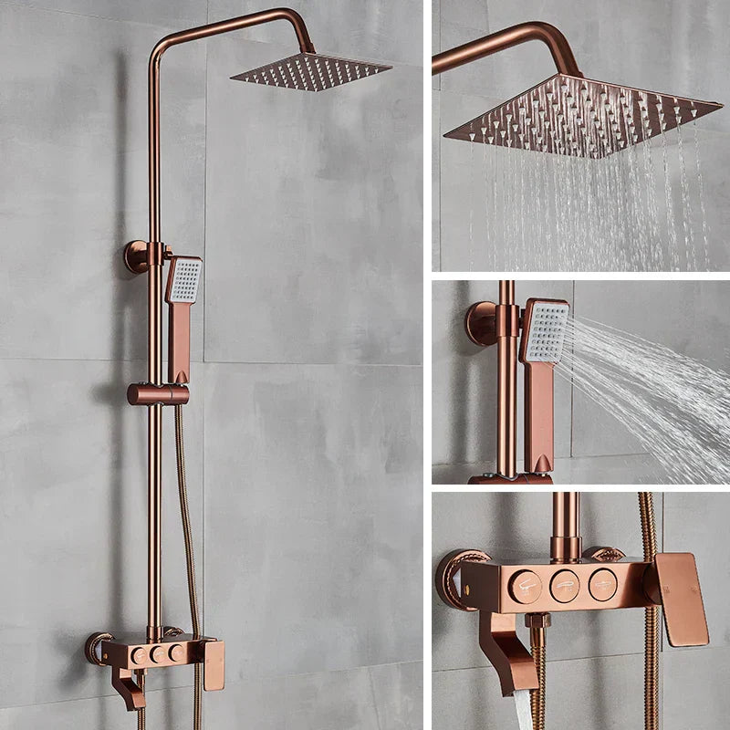 DecorBites™ Black Gold Shower Faucet Set with Rainfall Bathroom Mixer Faucets