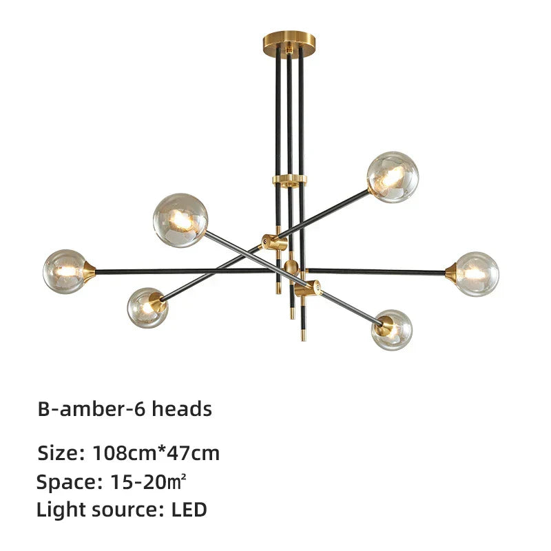 DecorBites™ Geometric Glass Ball Chandelier: Post-modern LED Pendant Lights for Stylish Decor