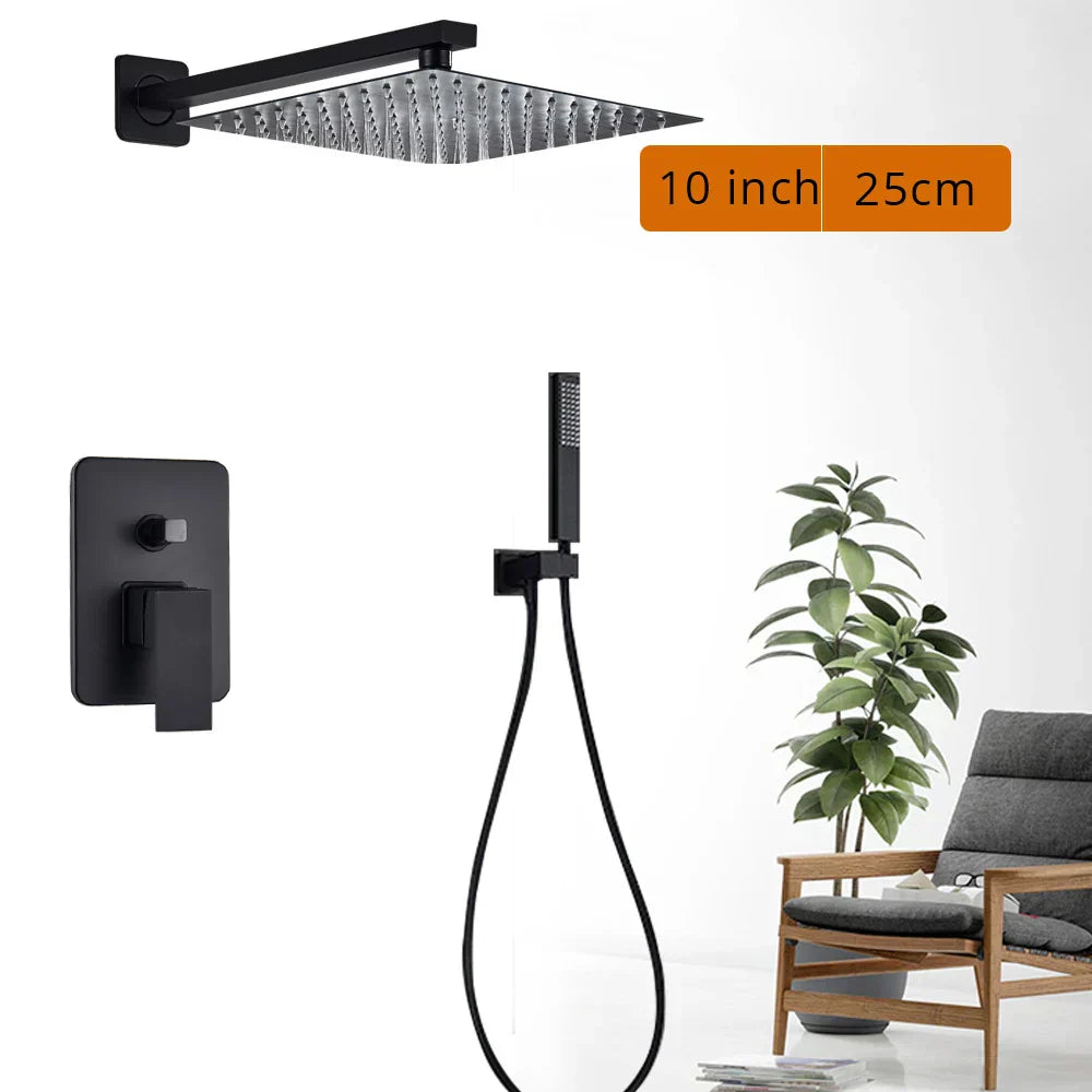 DecorBites™ Black Shower Set with Handshower and Rotate Bath Spout