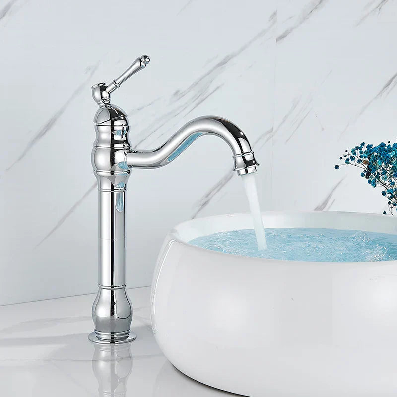 DecorBites™ Brass Basin Faucet with Swivel Spout & Single Handle Deck Mount