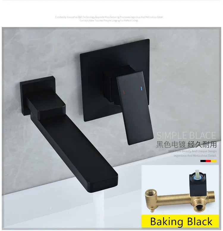 DecorBites™ Brushed Gold In-Wall Basin Faucet Set, Hot Cold Bathroom Sink Mixer Tap