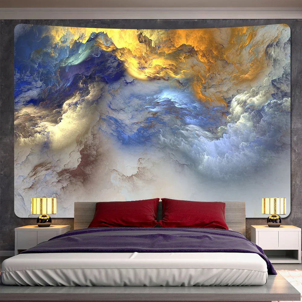 DecorBites™ Cloud Home Tapestry: Boho Yoga Mat & Hippie Wall Decor, Large Size