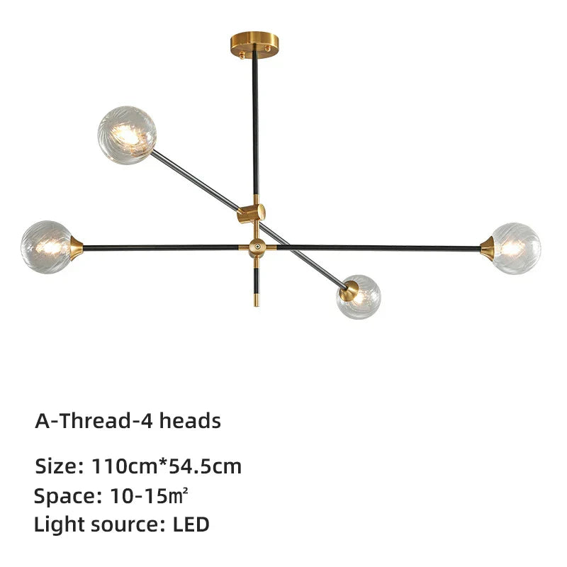 DecorBites™ Geometric Glass Ball Chandelier: Post-modern LED Pendant Lights for Stylish Decor