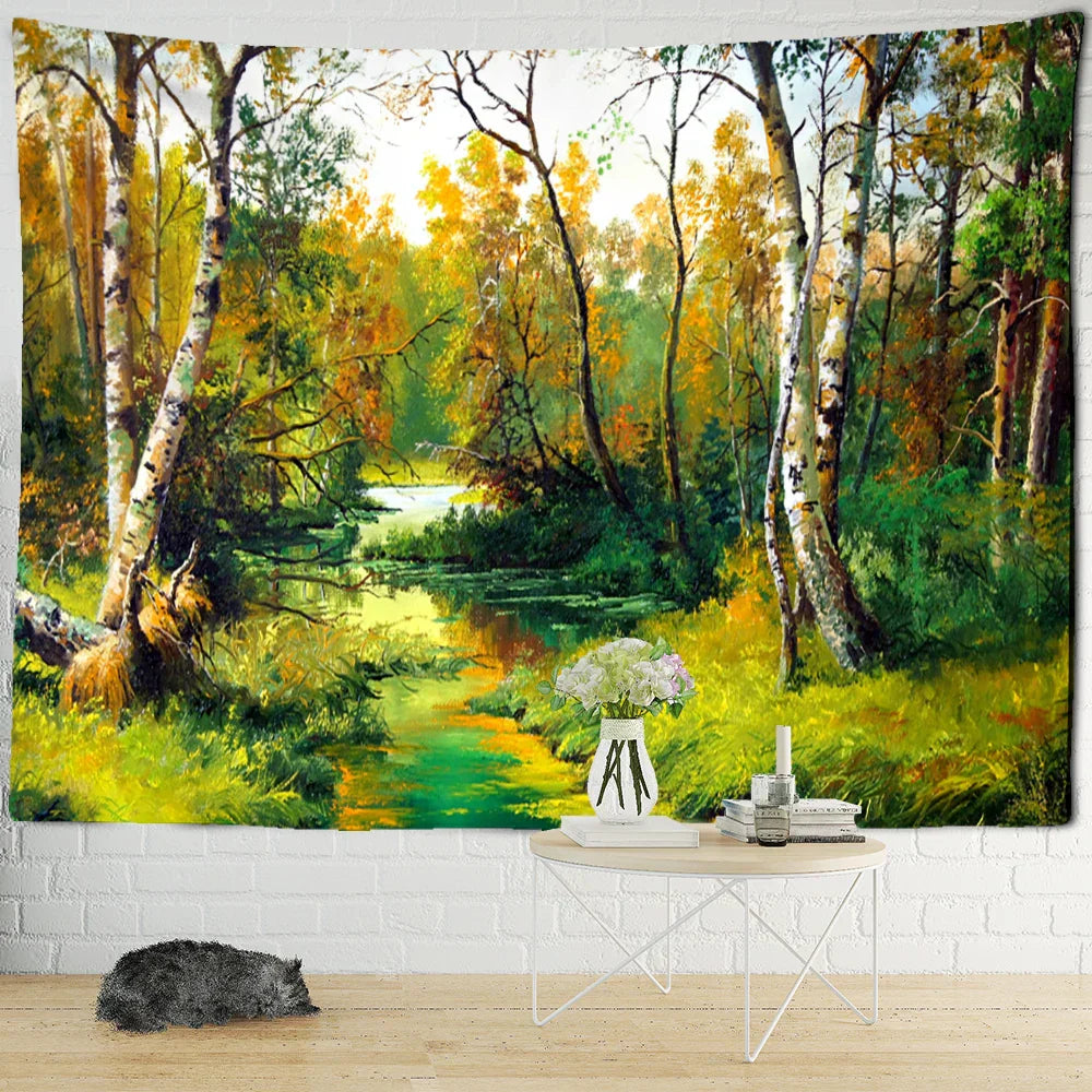 DecorBites™ Forest Tapestry - 3D Printed Polyester Wall Hanging for Bohemian Home Decor