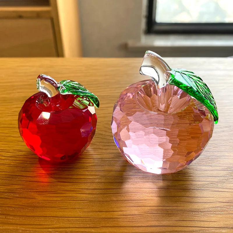 DecorBites™ 3D Crystal Yellow Apple Glass Paperweight Figurine Ornaments - Office Desktop Decoration