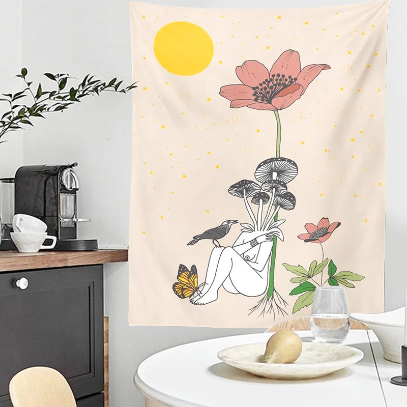 DecorBites™ Astrology Tarot Card Tapestry Sun Moon Goddess Wall Hanging Décor