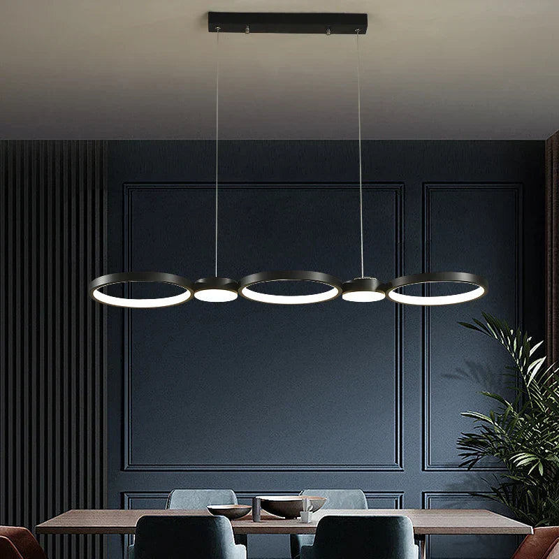DecorBites™ Black Ring LED Chandelier for Living Room Bedroom Dining Hall Lighting