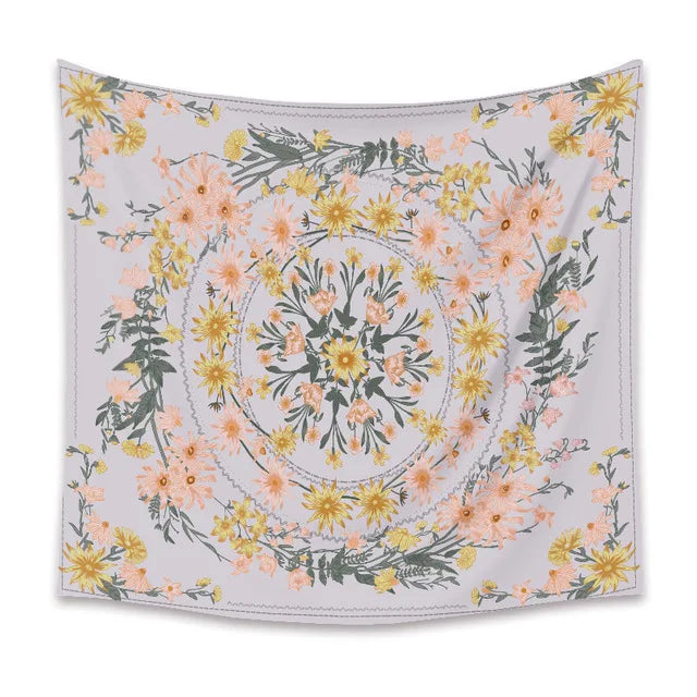 DecorBites™ Bohemian Mandala Flower Tapestry Wall Hanging for Living Room Bedroom Decor