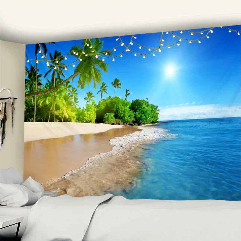 DecorBites™ Beach Coconut Tree Mandala Tapestry Wall Hanging Psychedelic Bohemian Decor