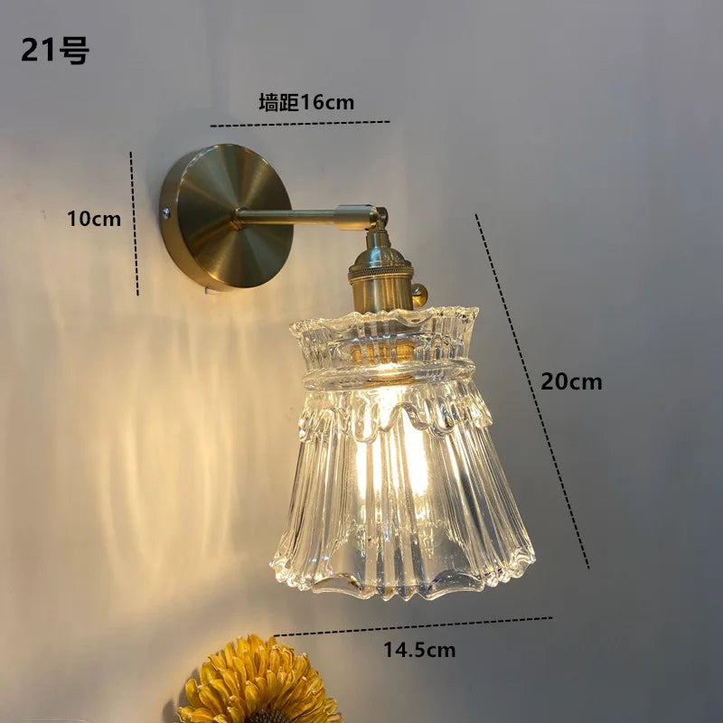 DecorBites™ Amber Glass LED Wall Light Fixtures On/Off Switch Nordic Modern Sconce