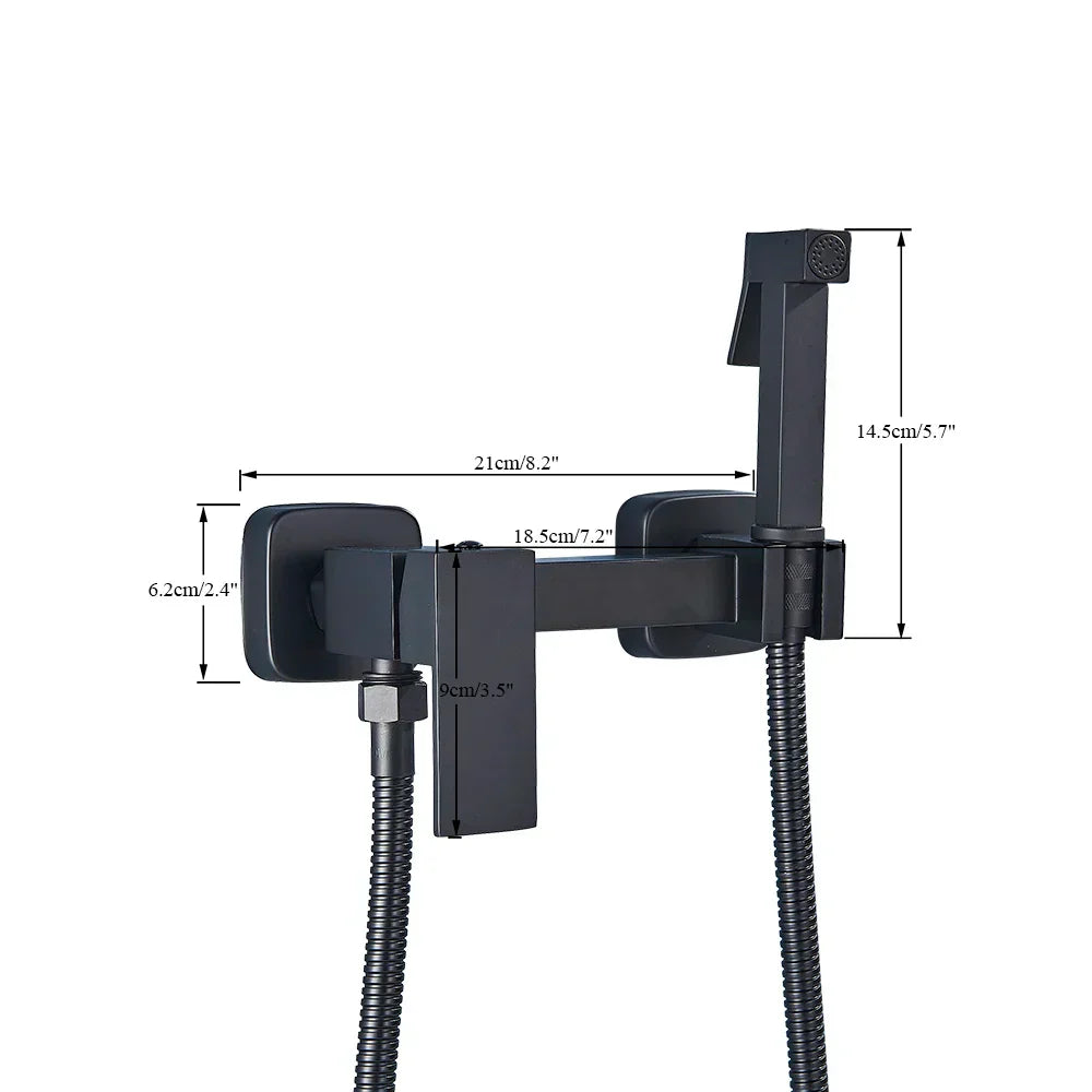 DecorBites™ Brass Bidet Sprayer Faucet Set - Hot Cold Mixer, Wall Mounted Toilet Shattaf