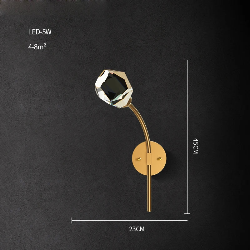 DecorBites™ Crystal LED Wall Sconce for Bedroom Corridor - Designer Black Gold Wall Light