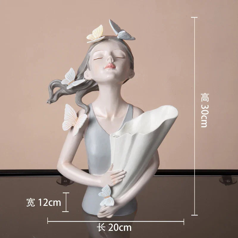 DecorBites™ Butterfly Girl Resin Sculpture Vase Modern Home Decor Statues