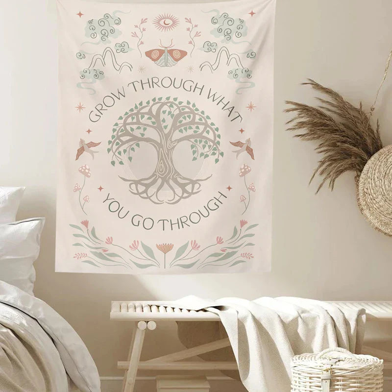 DecorBites™ Life Tree Sun Moon Tapestry Wall Hanging for Home Decor and Dorm Room