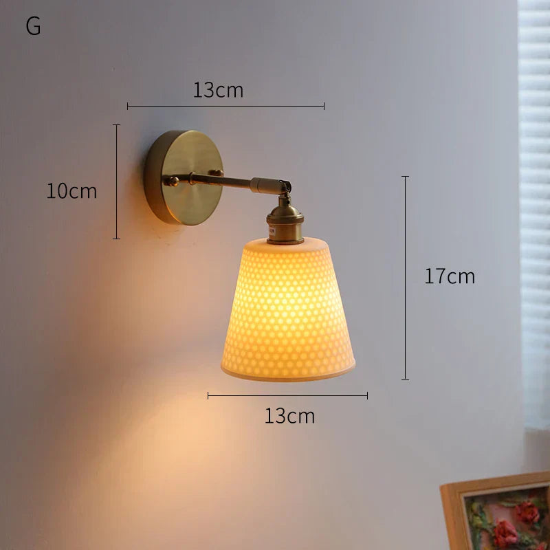 DecorBites™ LED Ceramic Wall Sconce with Knob Switch for Bedroom Bathroom Mirror Lighting